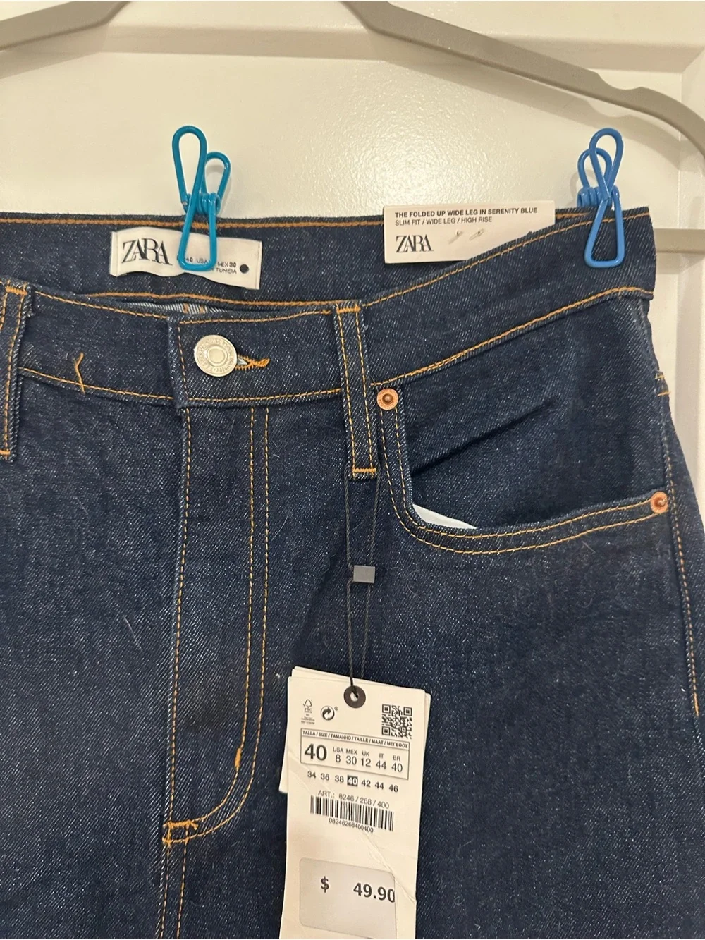Zara Dark Indigo Cuffed Jeans